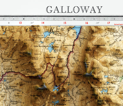 Galloway ~ Vintage Shaded Relief 2D Map Print