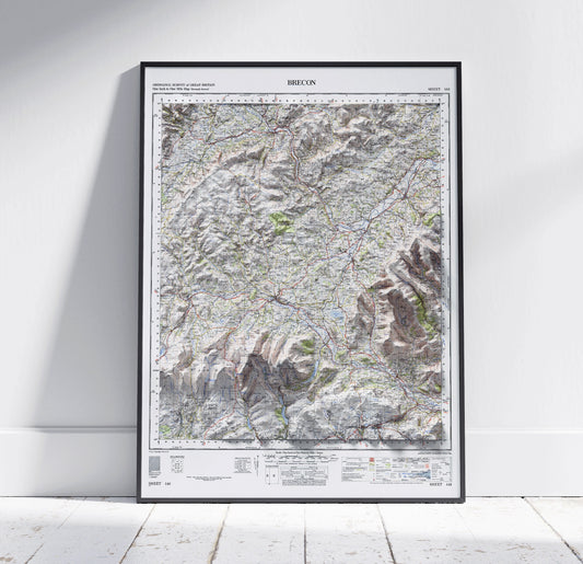 Brecon ~ 2D Shaded Relief Map Vintage Style Print