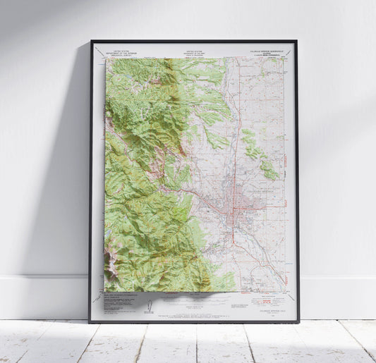 Colorado Springs, Colorado ~ Vintage Shaded Relief 2D Map Print