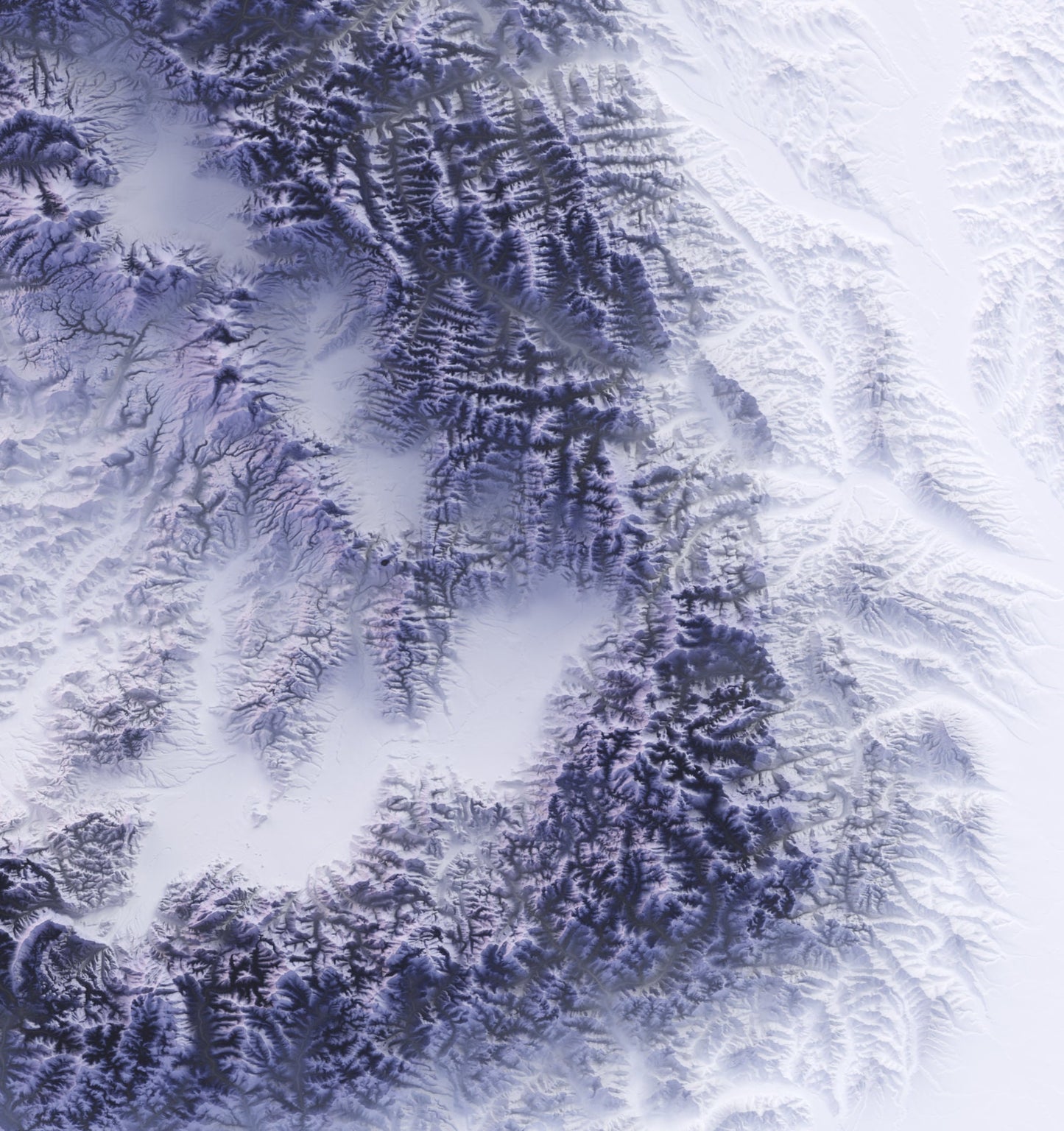 Carpathian Mountains ~ 2D Minimalist Topographic Map Print ~ Shaded Relief