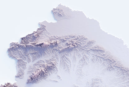 Croatia ~ 2D Minimalist Topographic Map Print ~ Shaded Relief