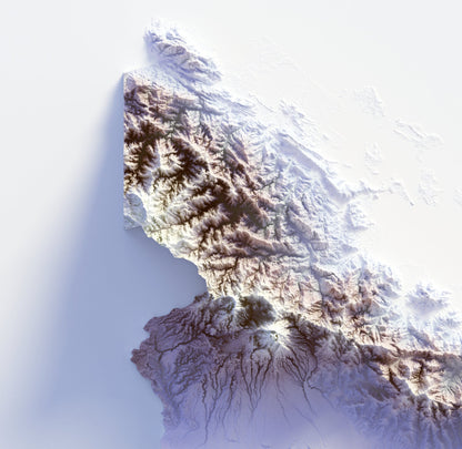 Panama ~ 2D Minimalist Topographic Map Print ~ Shaded Relief