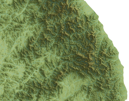 South Korea ~ 2D Topographic Map Print ~ Shaded Relief