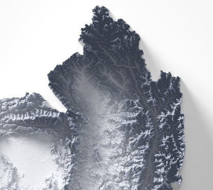 Myanmar Map ~ 2D Minimalist Topographic Relief Print ~ Shaded Relief