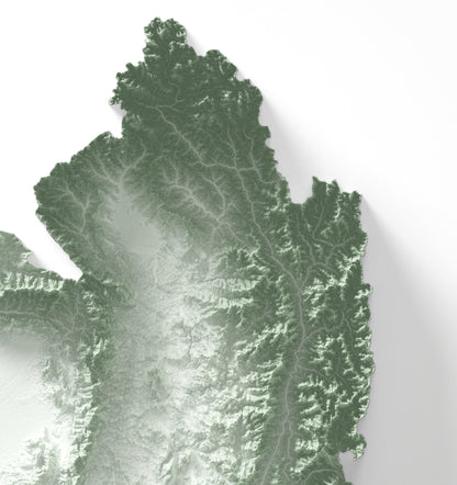 Myanmar Map ~ 2D Minimalist Topographic Relief Print ~ Shaded Relief