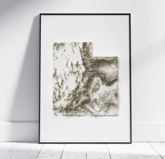 Utah ~ 2D Minimalist Topographic Map Print ~ Shaded Relief US State