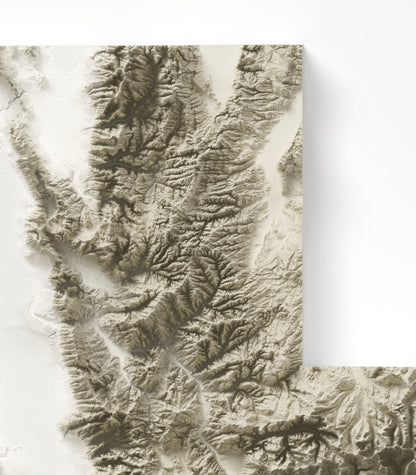 Utah ~ 2D Minimalist Topographic Map Print ~ Shaded Relief US State