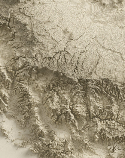 Arizona ~ 2D Minimalist Topographic Map Print ~ Shaded Relief US State