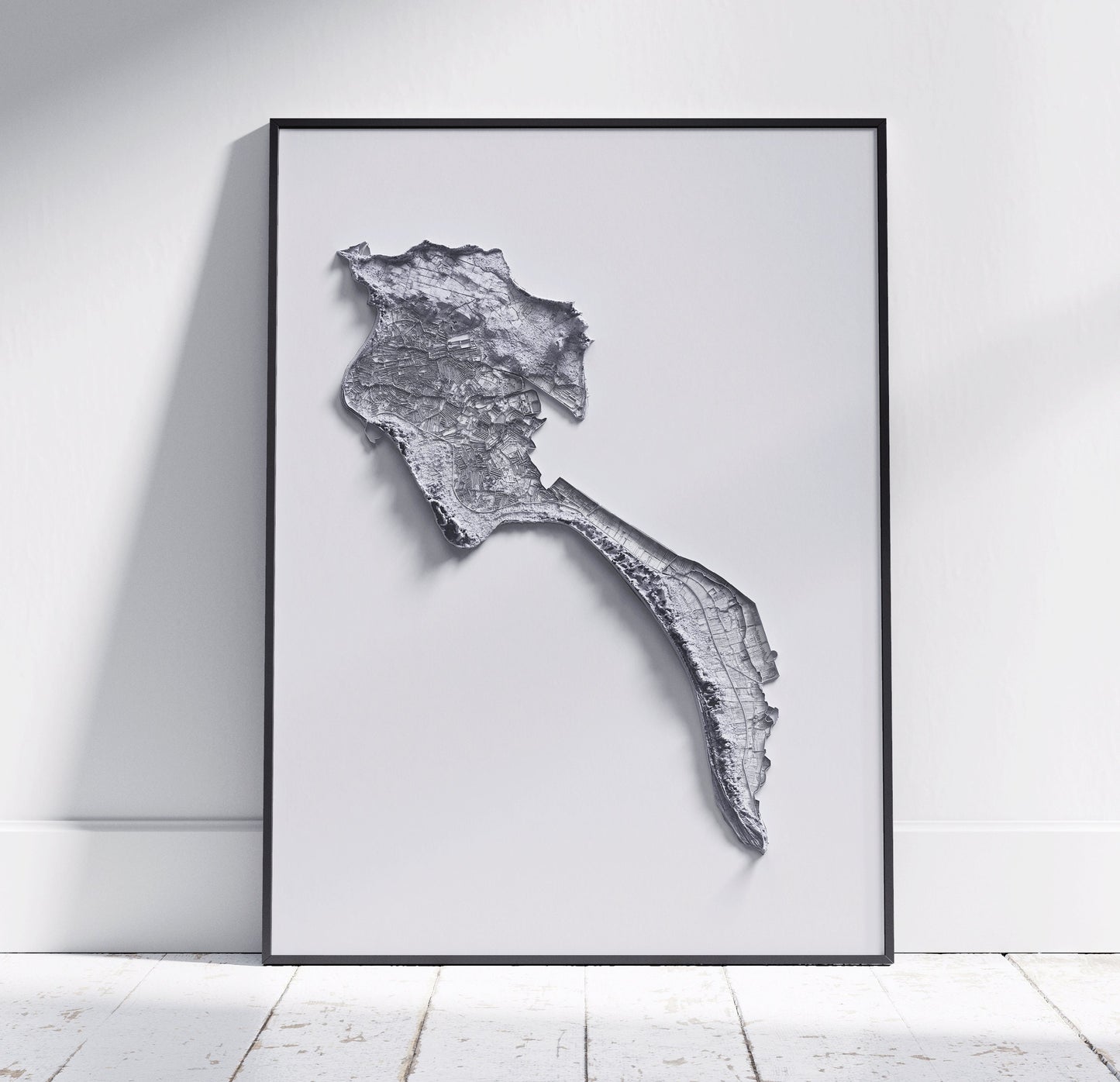 Noirmoutier ~ Modern 2D Shaded Relief Print ~ Plain Topographic Map