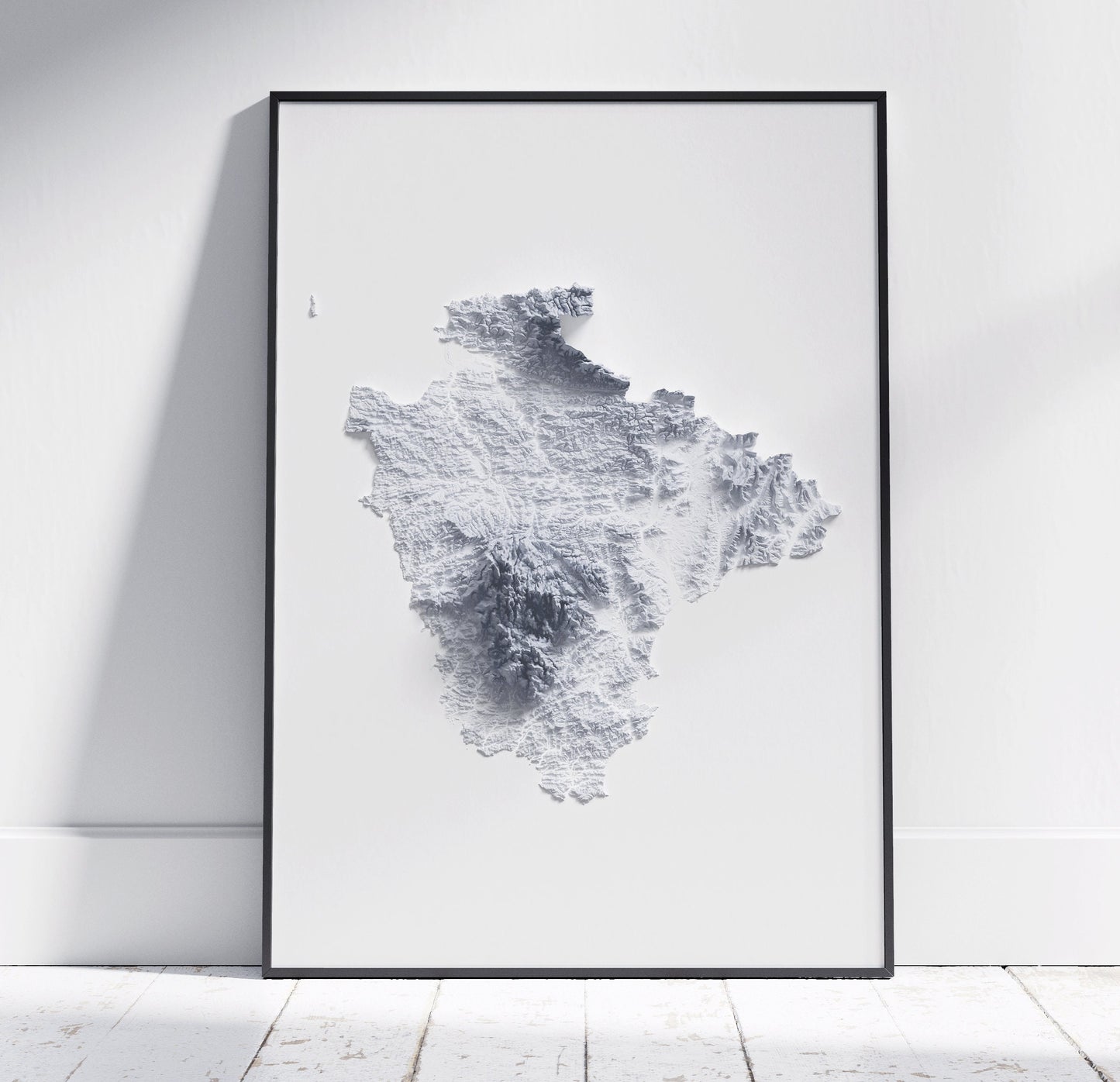 Devon Map ~ 2D Minimalist Print ~ Topographic Shaded Relief ~ Plymouth, Exeter, Torquay, Dartmoor