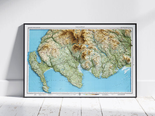 Galloway ~ Vintage Shaded Relief 2D Map Print