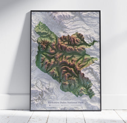 Yorkshire Dales National Park ~ Topographic 2D Shaded Relief Print ~ Map