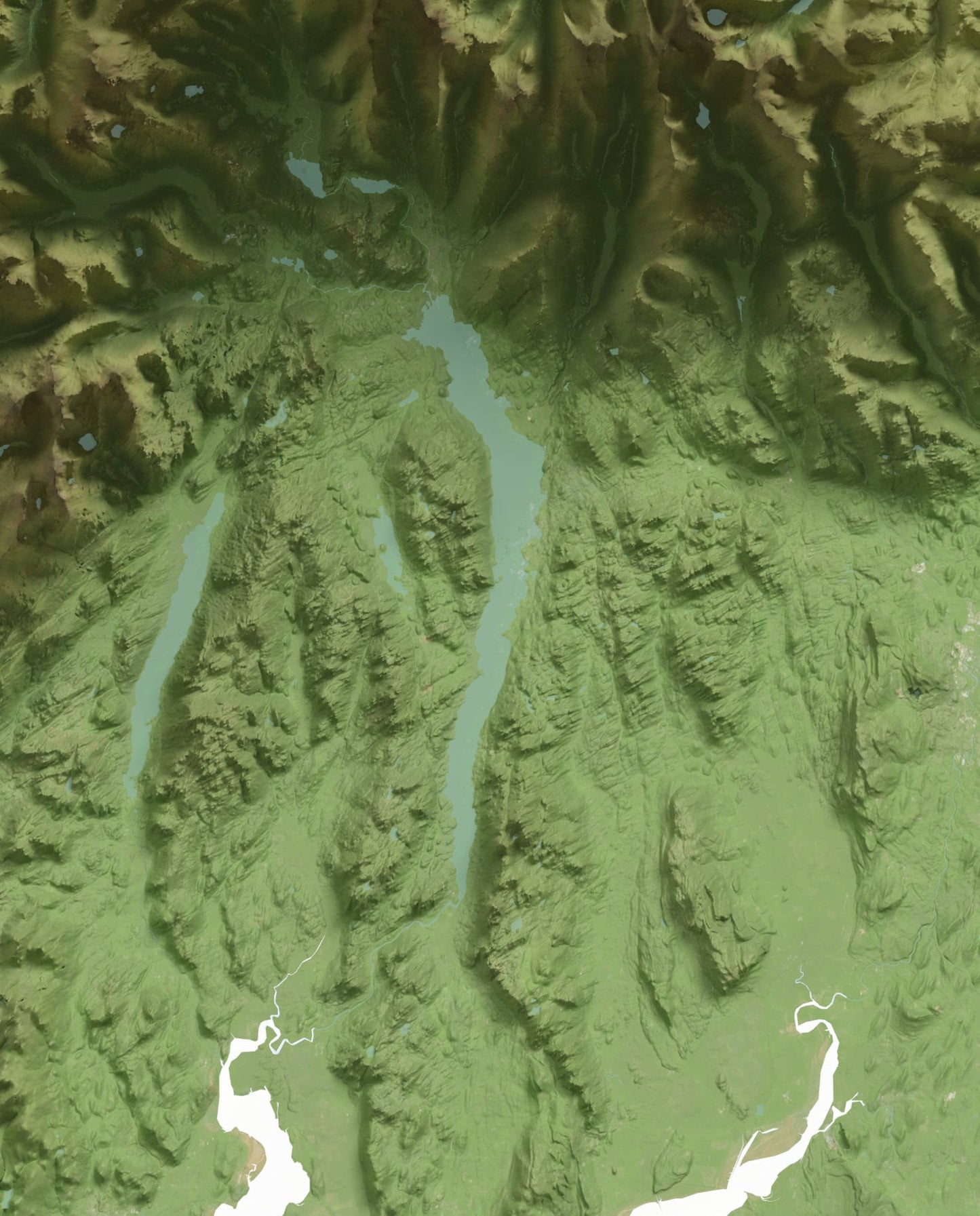 Cumbria 2D Relief Map Print ~ Topographic Shaded Relief