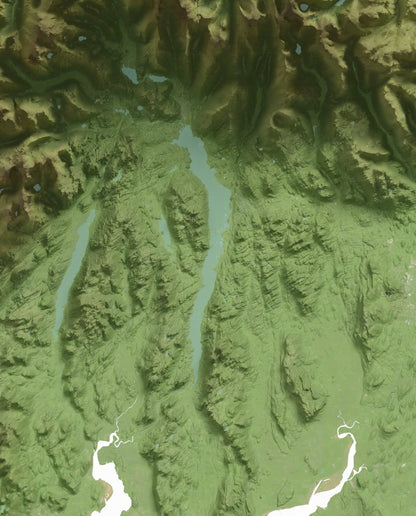 Cumbria 2D Relief Map Print ~ Topographic Shaded Relief