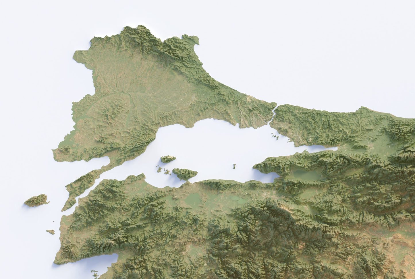 Turkiye ~ 2D Topographic Map Print ~ Turkey Shaded Relief