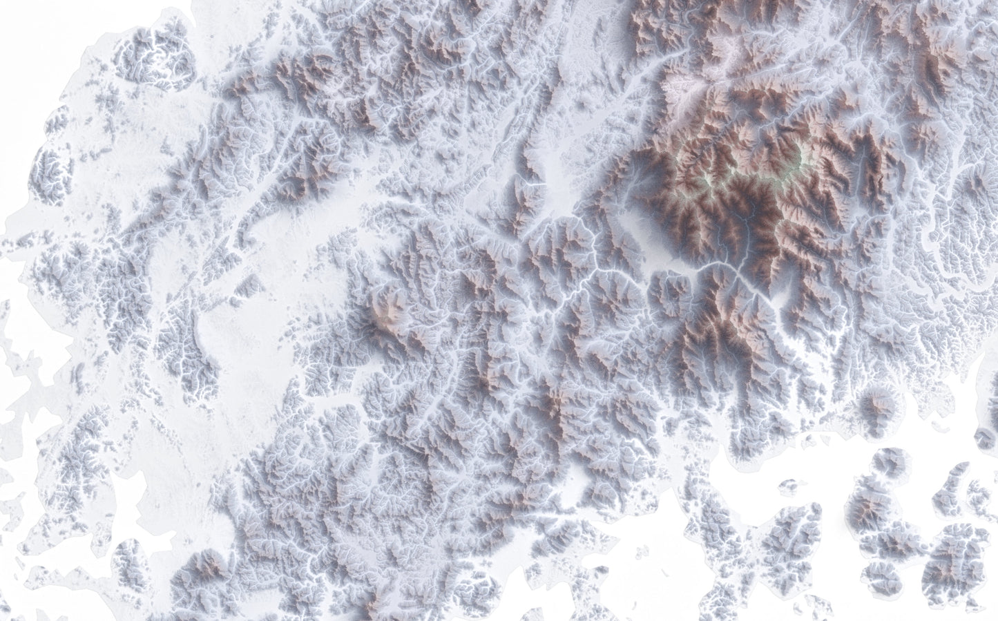 South Korea ~ 2D Minimalist Topographic Map Print ~ Shaded Relief