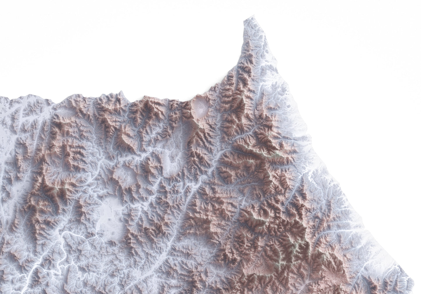 South Korea ~ 2D Minimalist Topographic Map Print ~ Shaded Relief