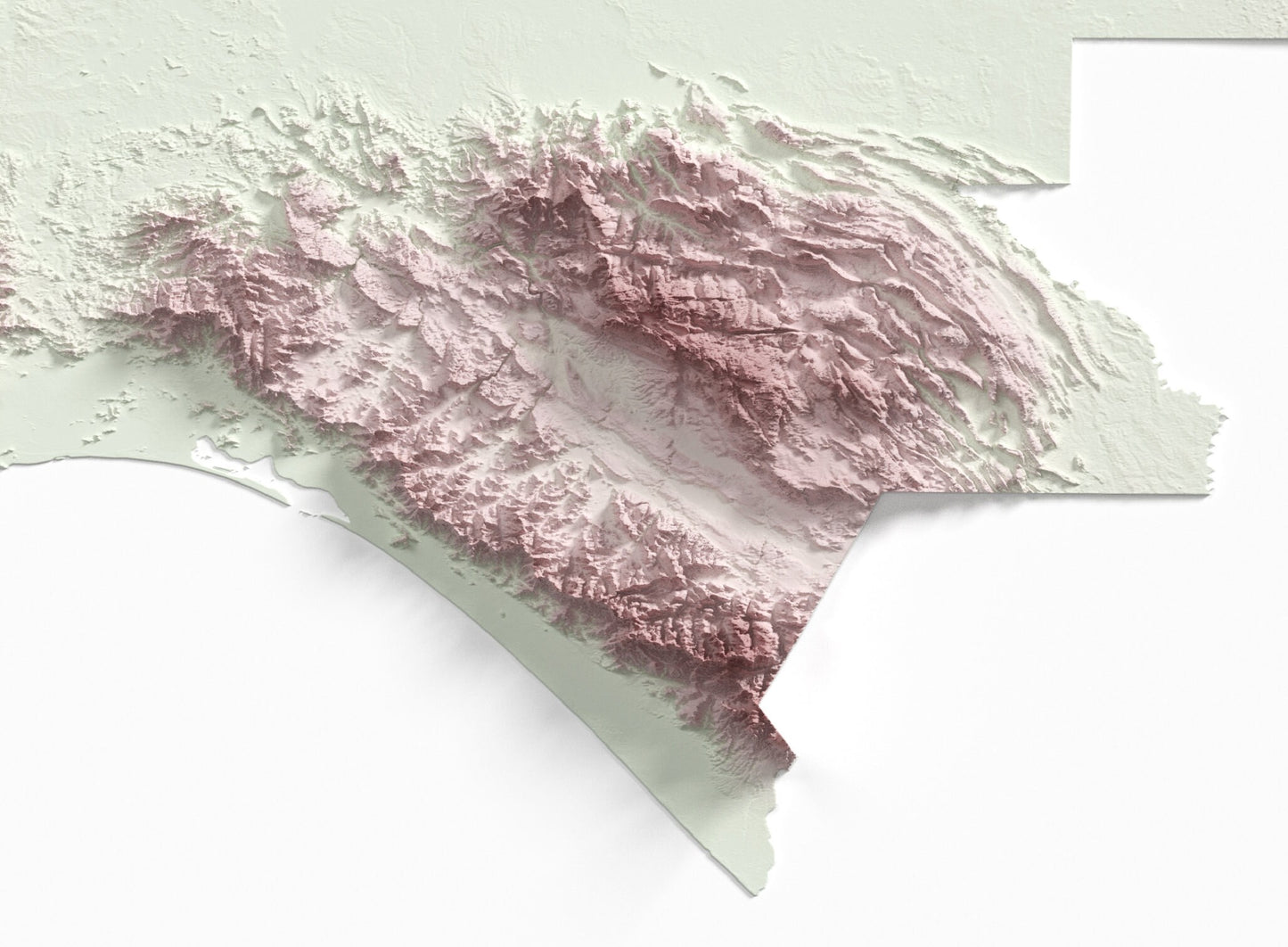 Mexico Map ~ 2D Minimalist Topographic Relief Print ~ Shaded Relief