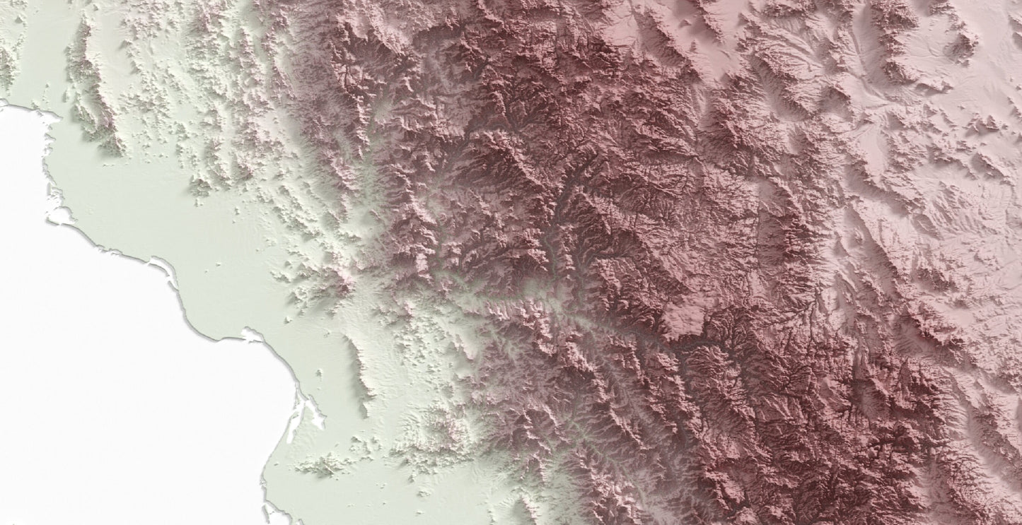 Mexico Map ~ 2D Minimalist Topographic Relief Print ~ Shaded Relief