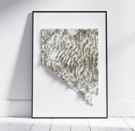 Nevada ~ 2D Minimalist Topographic Map Print ~ Shaded Relief US State