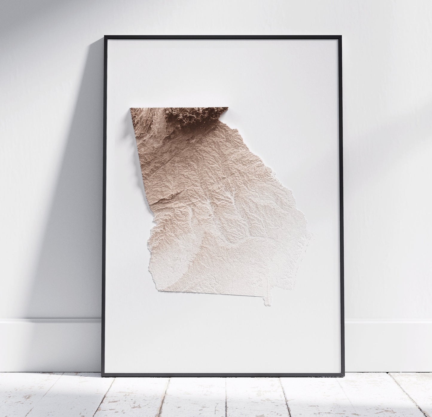 Georgia ~ 2D Minimalist Topographic Map Print ~ Shaded Relief US State