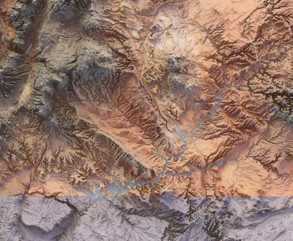 Utah ~ 2D Topographic Map Print ~ Shaded Relief US State