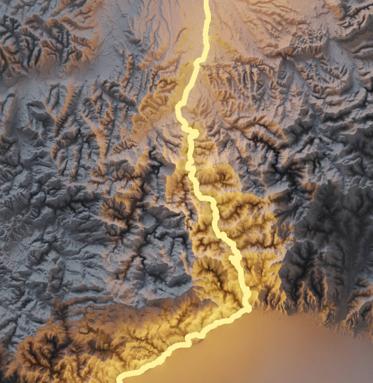 Milan-San Remo Cycling Race ~ 2D Shaded Relief Map Print