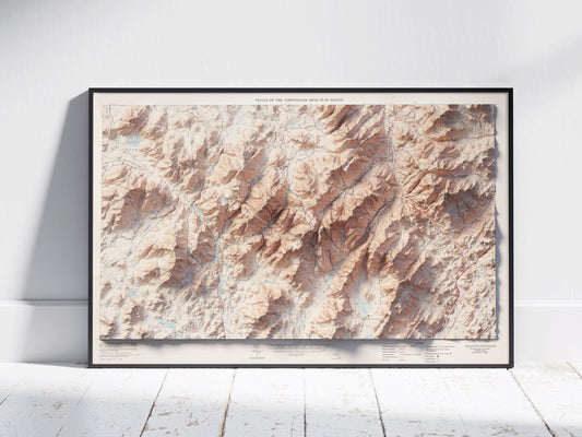 Adirondack Mountain Trails ~ Vintage Map Shaded Relief 2D Print  Topographic