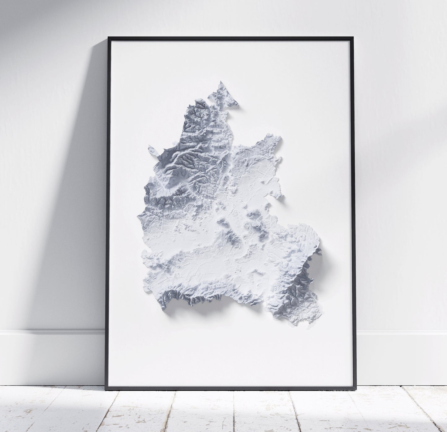 Oxfordshire Map ~ 2D Minimalist Print ~ Topographic Shaded Relief