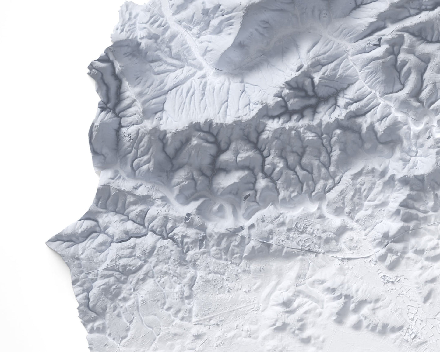 Oxfordshire Map ~ 2D Minimalist Print ~ Topographic Shaded Relief