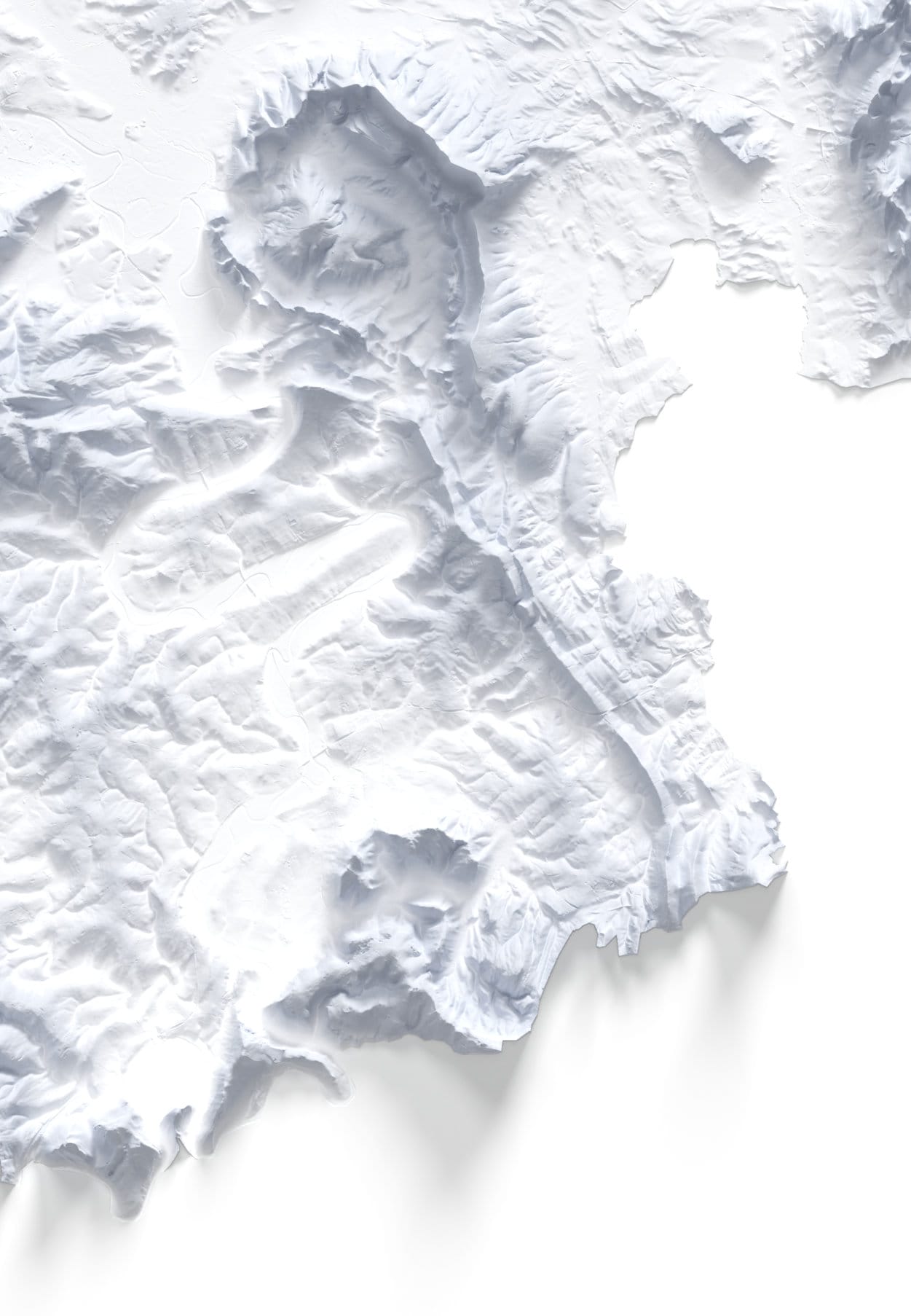 Herefordshire Map ~ 2D Minimalist Print ~ Topographic Shaded Relief