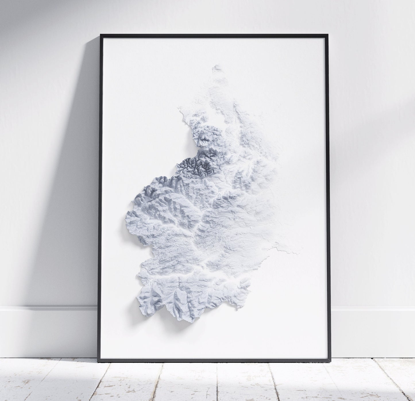 Northumberland Map ~ 2D Minimalist Print ~ Topographic Shaded Relief