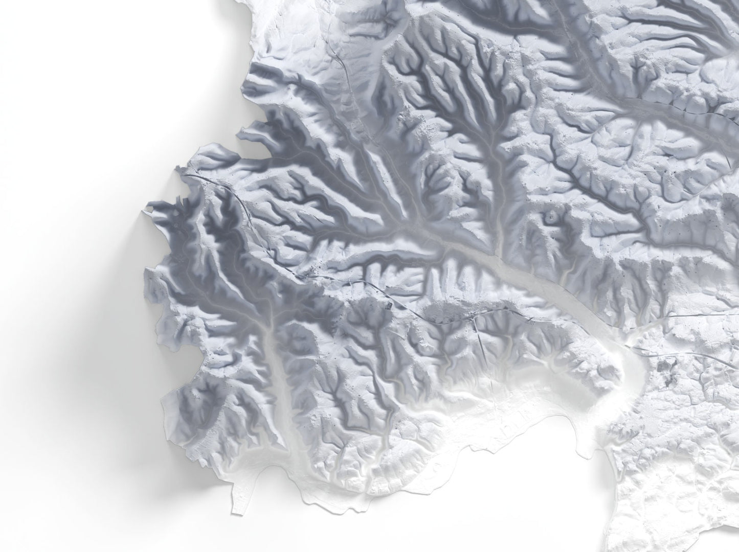 Buckinghamshire Map ~ 2D Minimalist Print ~ Topographic Shaded Relief