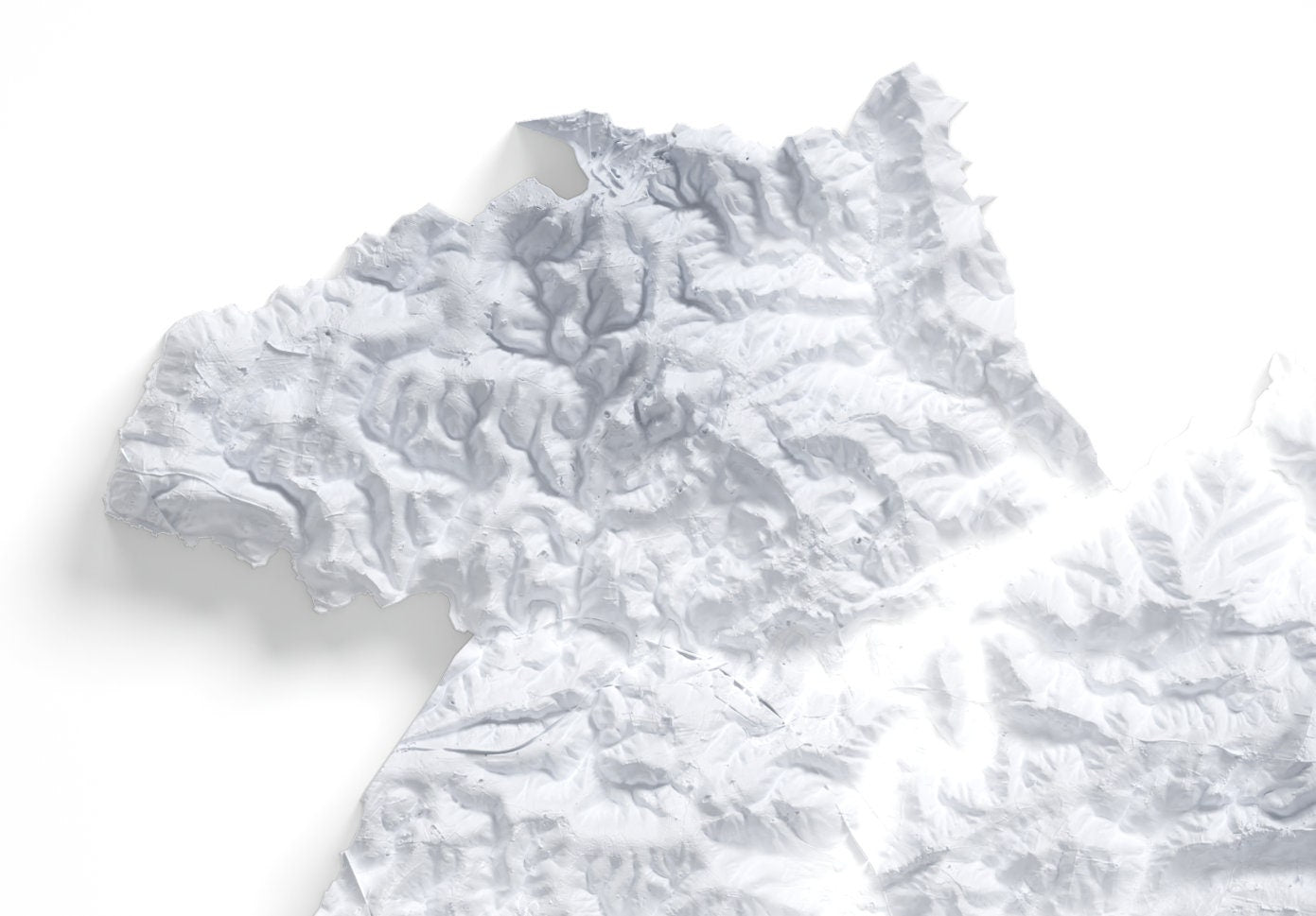 Buckinghamshire Map ~ 2D Minimalist Print ~ Topographic Shaded Relief