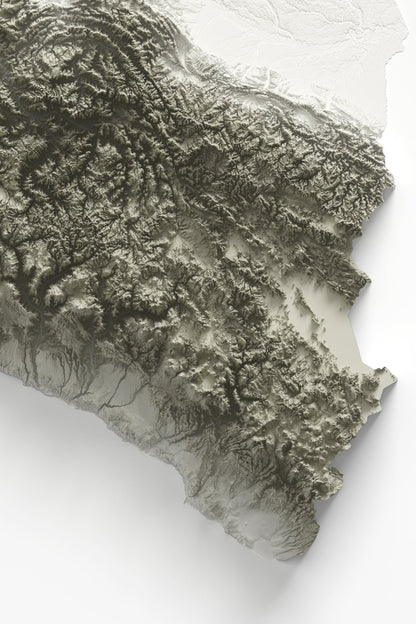 Peru Map ~ 2D Minimalist Topographic Relief Print ~ Shaded Relief