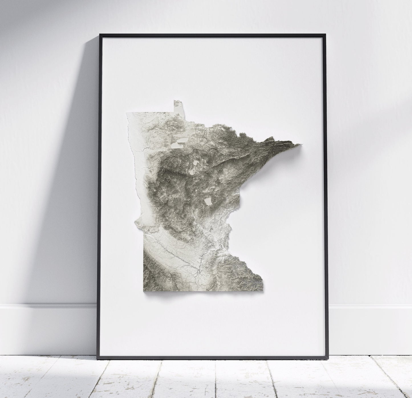 Minnesota Map ~ 2D Minimalist Topographic Relief Print ~ Shaded Relief US State