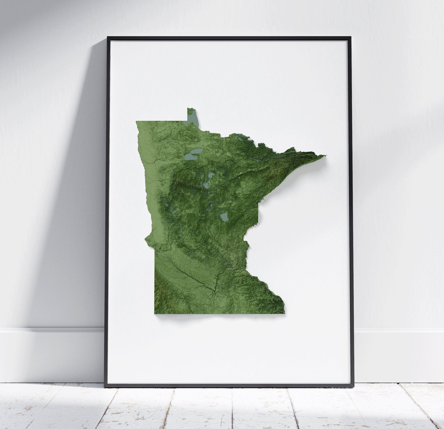 Minnesota Map ~ 2D Aerial Topographic Relief Print ~ Shaded Relief US State