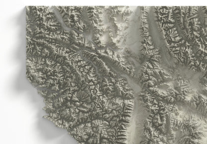 Montana Map ~ 2D Minimalist Topographic Relief Print ~ Shaded Relief