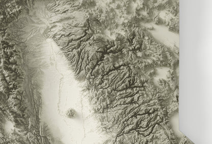 California Map ~ 2D Minimalist Topographic Relief Print ~ Shaded Relief US State