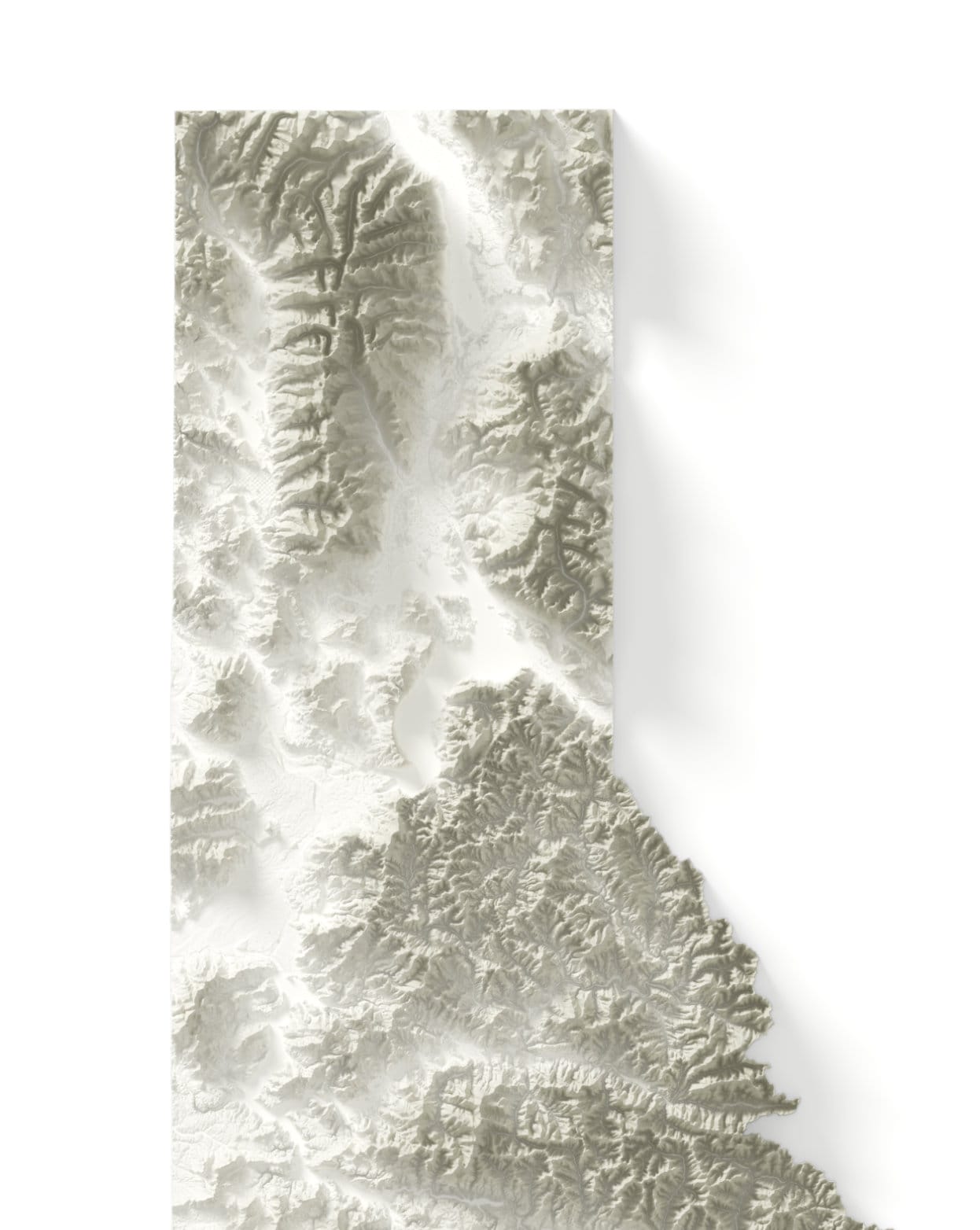 Idaho Map ~ 2D Minimalist Topographic Relief Print ~ Shaded Relief US State