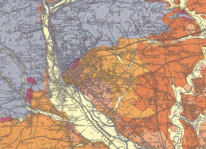 Exeter Vintage Geological Map Print ~ Poster Wall Art Decor