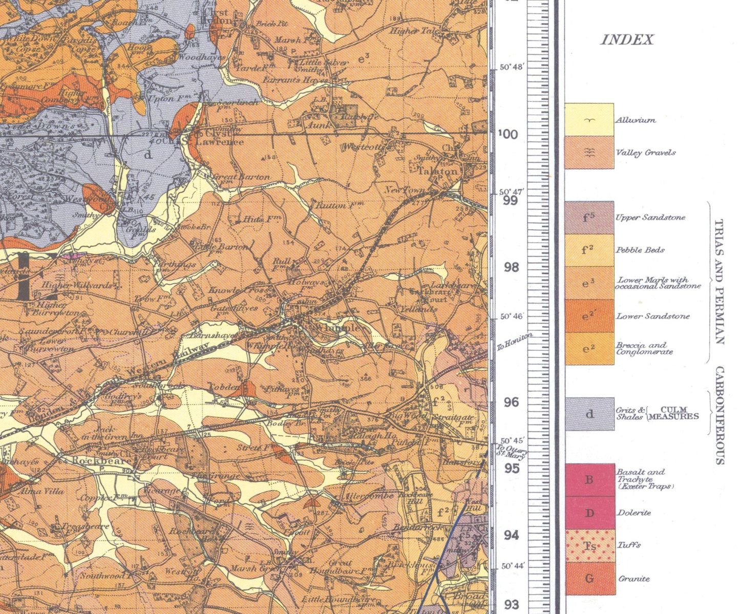 Exeter Vintage Geological Map Print ~ Poster Wall Art Decor