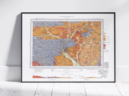 Exeter Vintage Geological Map Print ~ Poster Wall Art Decor