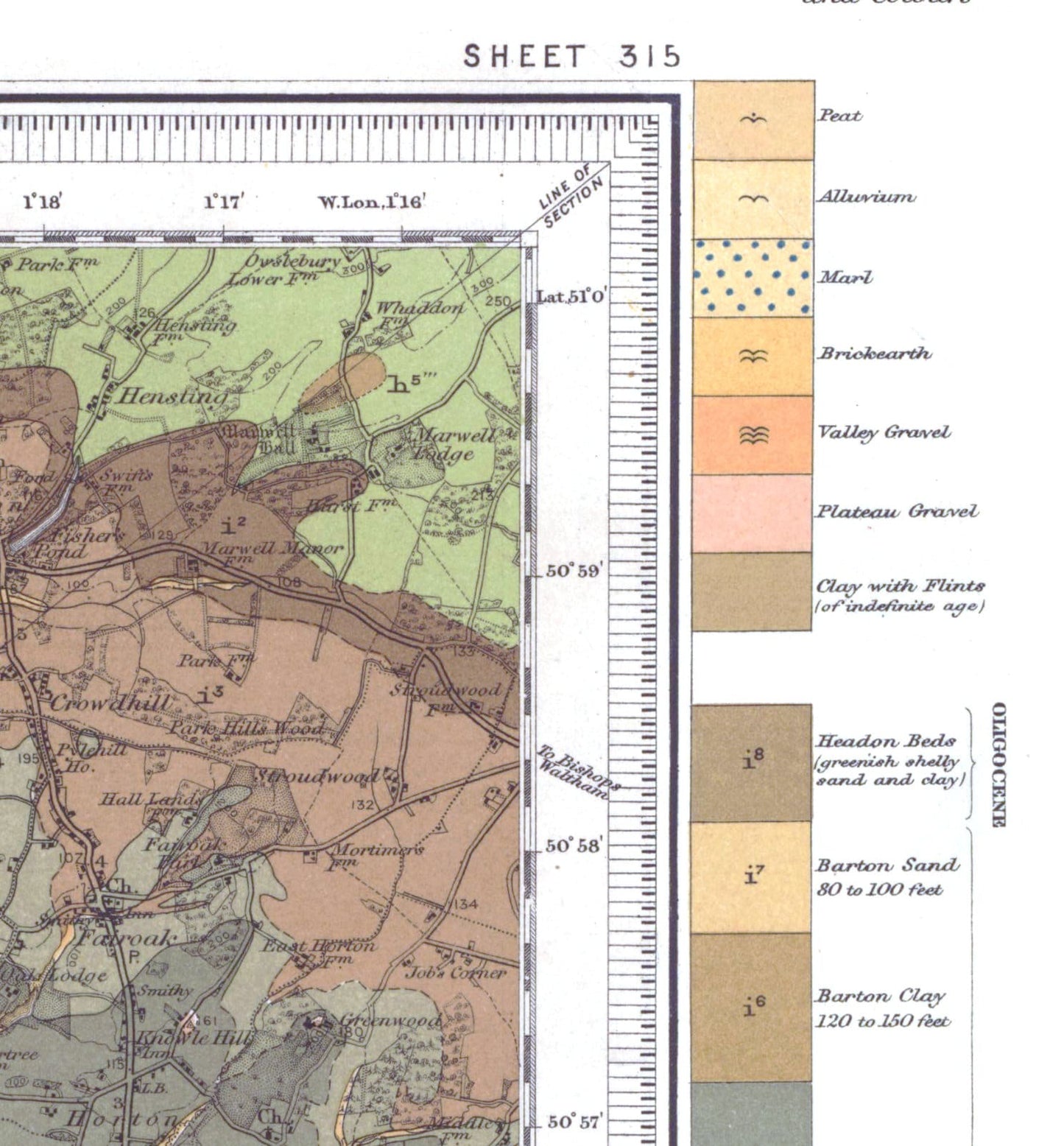 Southampton Vintage Geological Map Print ~ Poster Wall Art Decor