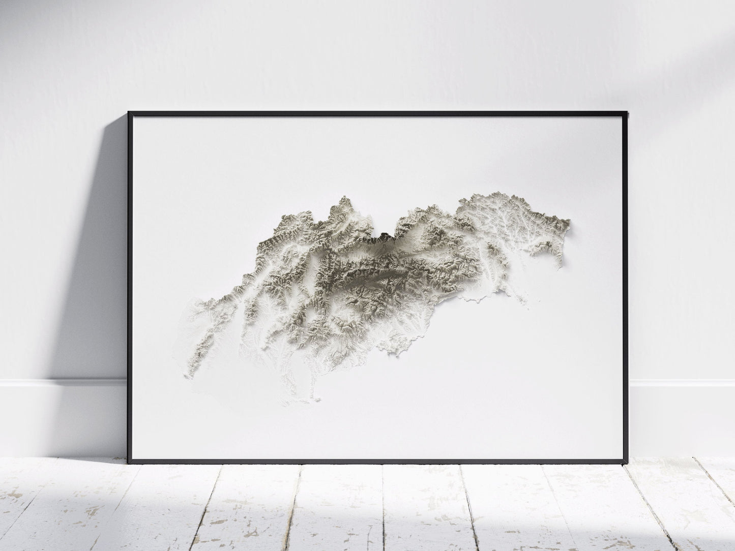 Slovakia Map ~ 2D Minimalist Topographic Print ~ Shaded Relief Poster Wall Art Modern Decor