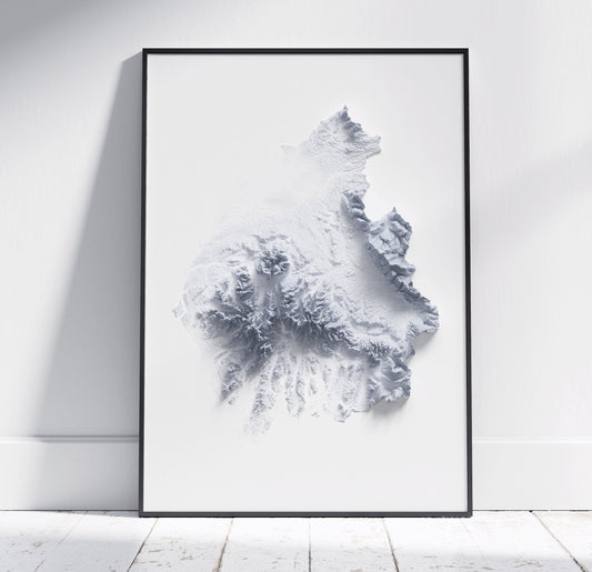 Cumbria 2D Minimalist Map Print ~ Topographic Shaded Relief