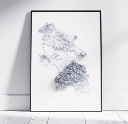 Buckinghamshire Map ~ 2D Minimalist Print ~ Topographic Shaded Relief