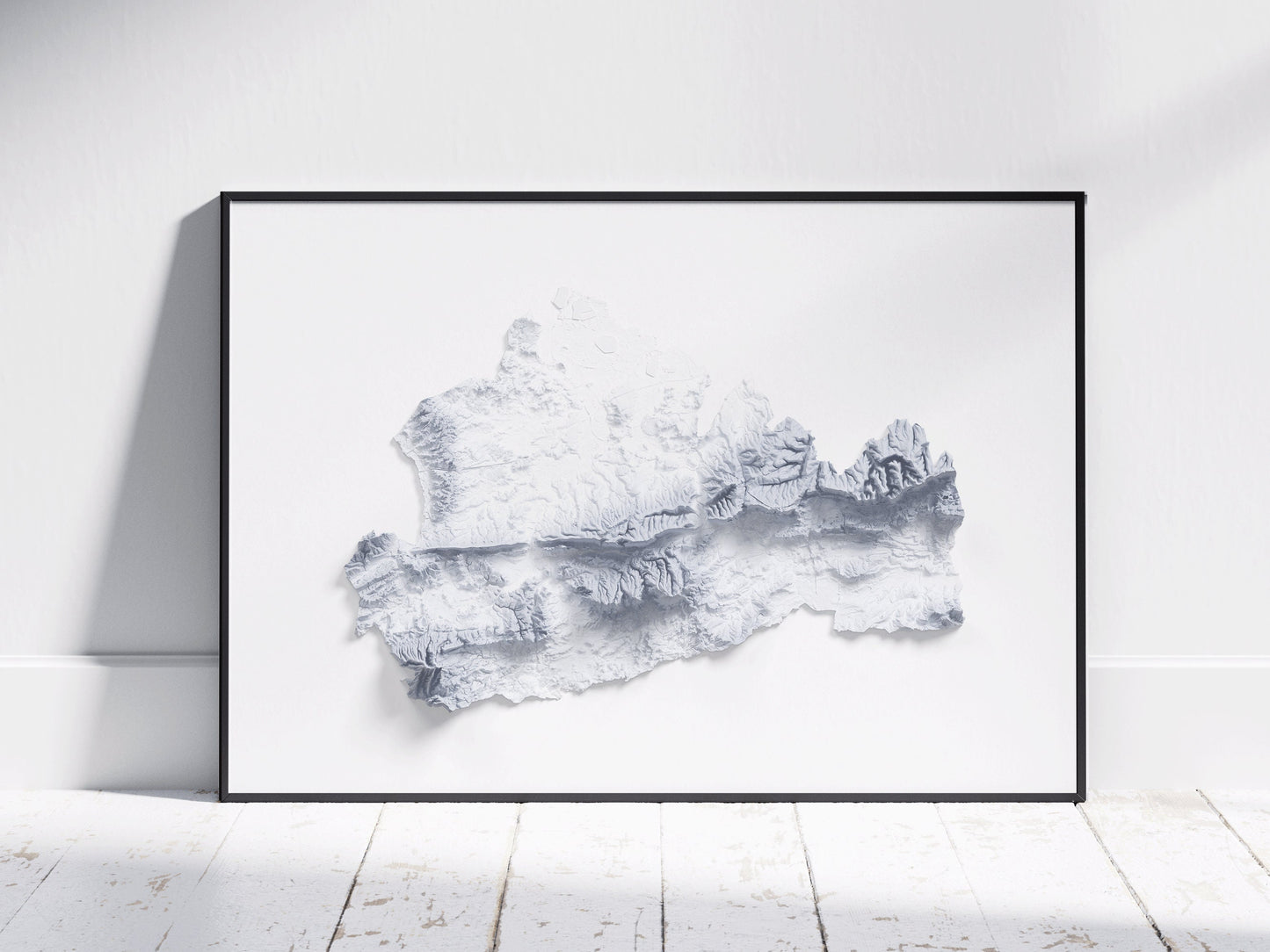 Surrey, UK Map ~ 2D Minimalist Print ~ Topographic Shaded Relief