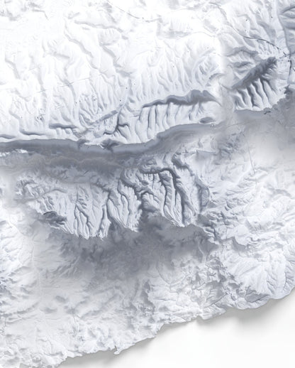 Surrey, UK Map ~ 2D Minimalist Print ~ Topographic Shaded Relief