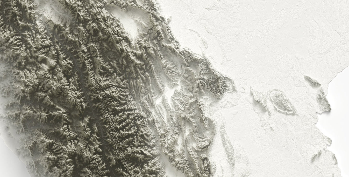 Peru Map ~ 2D Minimalist Topographic Relief Print ~ Shaded Relief